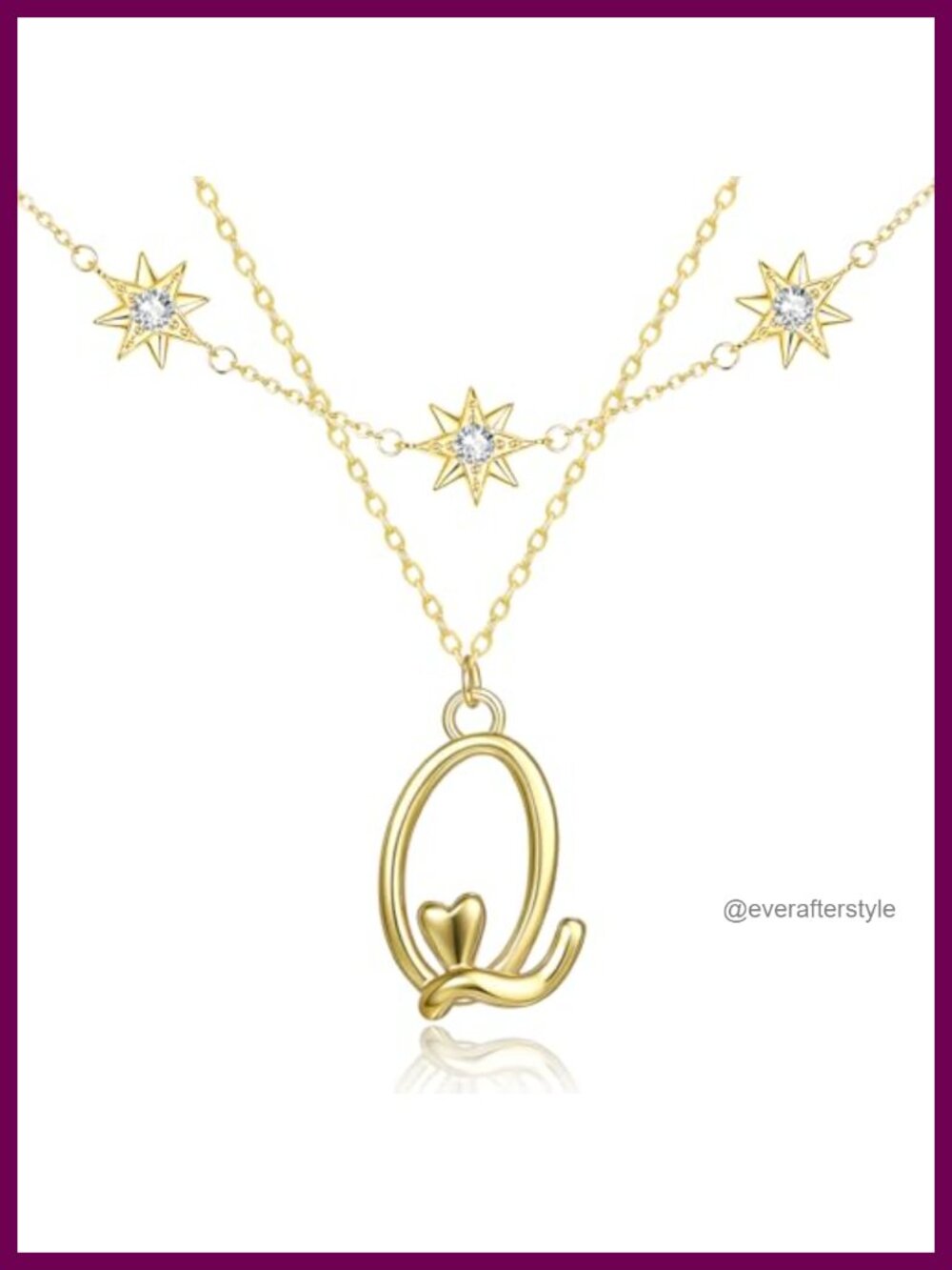 14K Gold Plated Initial Letter Star Choker Pendant Necklace